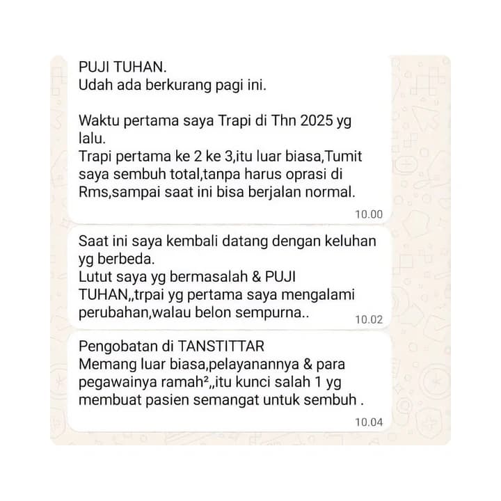 Percakapan pasien tentang perkembangan setelah menjalani terapi di Tanstittar