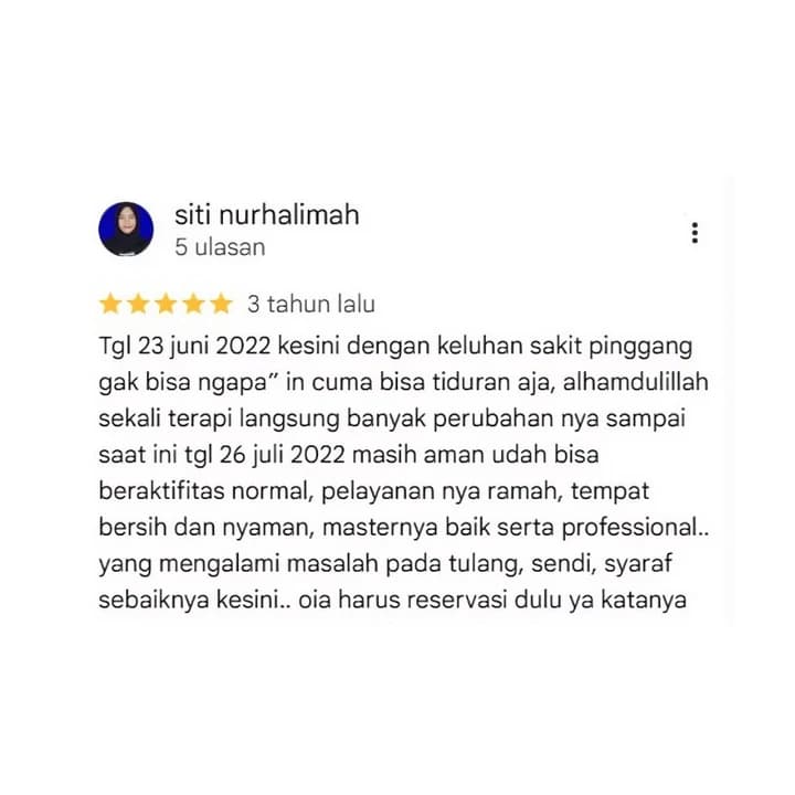 Percakapan testimonial pasien Tanstittar nomor empat