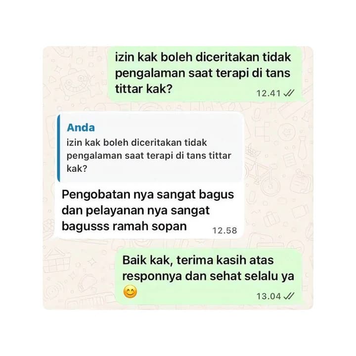 Percakapan testimonial pasien Tanstittar nomor enam